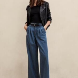 Banana Republic Luxe Wide Leg Pleated High Rise Jeans Modern NEW Size 29